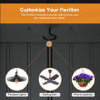 Modern Shade 12‘x20’ Hardtop Wood Gazebo Galvanized Steel Roof Mosquito Net Durable Curtains Permanent Backyard Garden Pavilion