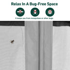 FONA Gazebo Mosquito Netting Replacement Universal 4-Panel Sidewalls 10' x 12', Outdoor Gazebo Mosquito Nettings with Double Zipper, Replacement for Patio, Garden, Grey (Mosquito Net Only)