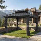 Covered Outdoor 10'x12' Gazebo Yard-Dyed Curtains 4-Panel Universal Replacement with Zipper Patio Backyard