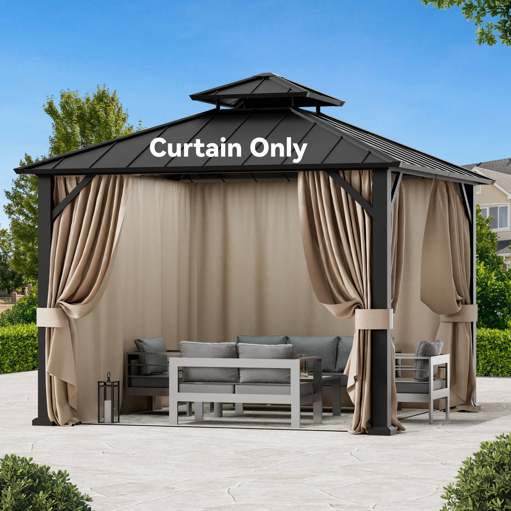 FONA  10' x 10' Gazebo Curtain Replacement Universal 4-Panel Sidewalls