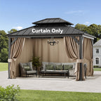 FONA Gazebo Curtain Replacement Universal 4-Panel Sidewalls 11' x 13', Outdoor Gazebo Privacy Curtains with Zipper (Curtain Only)