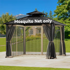 Covered Outdoor Universal 10'x10' Gazebo Mosquito Netting - 4-Panel Double-Zipper Sidewalls