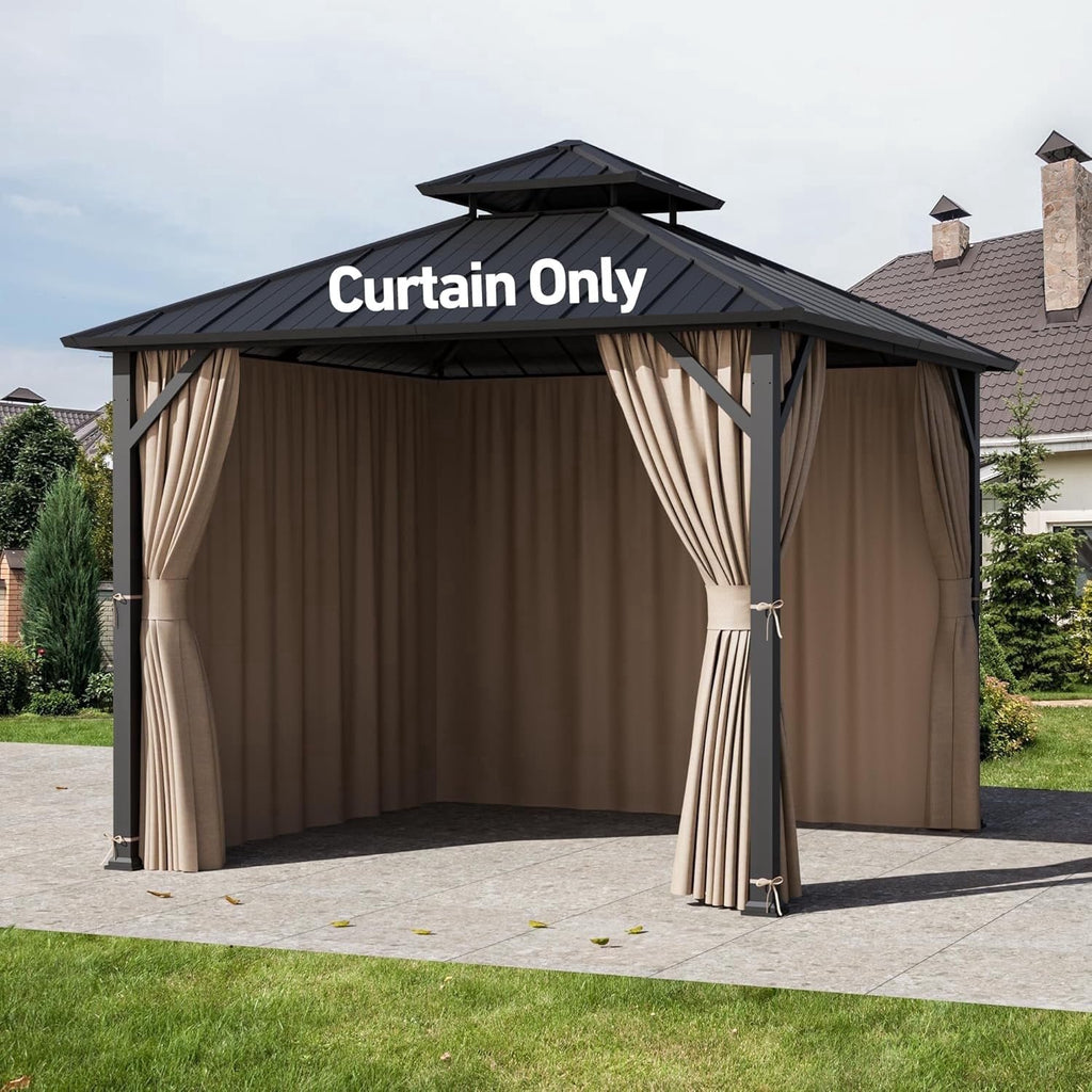 Covered Outdoor Universal Gazebo Curtain Replacement 8' x8' 4- Panel Sidewalls with Zipper, Replacement for Outdoor( Curtain Only)