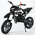 FONA 49cc 2-Stroke Dirt Bike for Kids 8-12, 25mph Mini Motorcycle with Dual Disc Brakes, Multi Terrain Tires, Suspension & Soft Seat Black