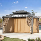 Covered Outdoor Universal 12' x14' Gazebo Curtain Replacement 4 Panel Zippered Sidewalls Grey