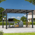 Covered Outdoor 6' x 12' Cedar Wood Gazebo with Hardtop Slope Roof,Permanent Grill Gazebo for Outdoor Backyard Brown