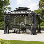 Modern Shade 10‘x12’ 4-Panel Mosquito Net with Zipper Closure for Gazebo & Canopy Replacement