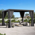 Modern Shade Aurora 10'x12' Louvered Pergola, Adjustable Waterproof Roof with Drainage, Reinforced Frame for Patio & Deck, Black
