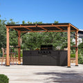 Covered Outdoor 6' x 12' Cedar Wood Gazebo with Hardtop Slope Roof,Permanent Grill Gazebo for Outdoor Backyard Brown