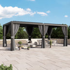 Modern Shade Aurora 10'x20' Louvered Pergola, Adjustable Waterproof Roof with Drainage, Reinforced Frame for Patio & Deck, Black