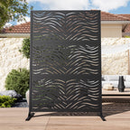 Modern Shade 4x6 FT Metal Privacy Screen, Freestanding Outdoor Decorative Panel, (Ripple Flow)