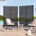 Modern Shade 72" Hx 48" W Metal Privacy Screen - Black Freestanding Outdoor Fence Panel for Privacy/ Space Division