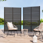 Modern Shade 72" Hx 48" W Metal Privacy Screen - Black Freestanding Outdoor Fence Panel for Privacy/ Space Division