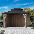 Covered Outdoor Universal 11' x13' Gazebo Curtain Replacement 4 Panel Waterproof Sidewalls for Outdoor Curtain Only