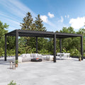 Modern Shade Aurora 10'x20' Louvered Pergola, Adjustable Waterproof Roof with Drainage, Reinforced Frame for Patio & Deck, Black