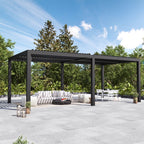 Modern Shade Aurora 10'x20' Louvered Pergola, Adjustable Waterproof Roof with Drainage, Reinforced Frame for Patio & Deck, Black