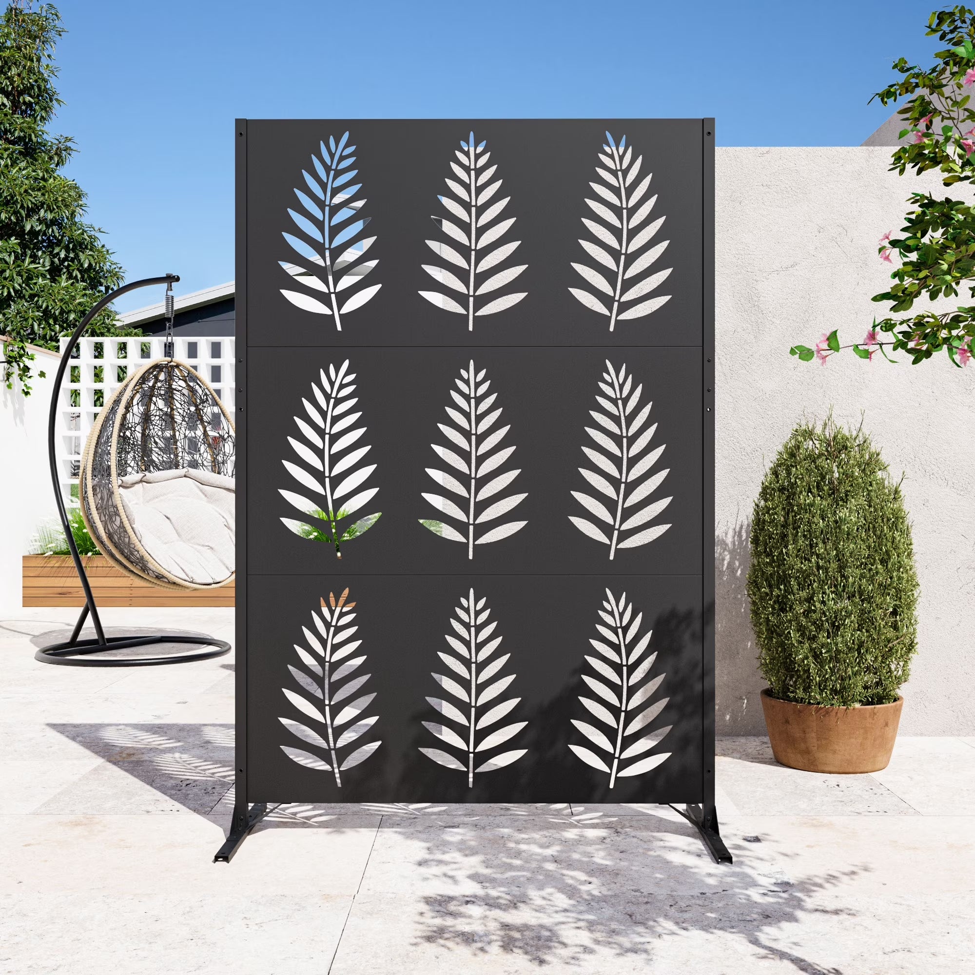 Modern Shade 4x6 FT Artistic Metal Privacy Screen - Tropic Rows