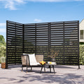 Modern Shade 72"H x 48"W Metal Privacy Screen 3-Panel Universal Ground Kit Modular Design for Patio Garden Black