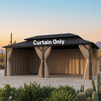 Covered Outdoor Universal 12' x24' Gazebo Curtain Replacement 6 Panel Waterproof Sidewalls Curtain Only