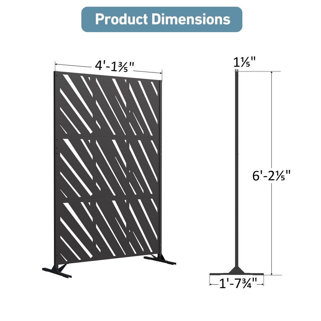 Modern Shade 4x6 FT Artistic Metal Privacy Screen - Slant Linea