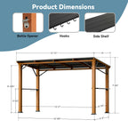 Covered Outdoor 6' x 12' Cedar Wood Gazebo with Hardtop Slope Roof,Permanent Grill Gazebo for Outdoor Backyard Brown