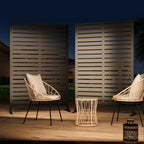 Modern Shade 72" Hx 48" W Metal Privacy Screen - Black Freestanding Outdoor Fence Panel for Privacy/ Space Division