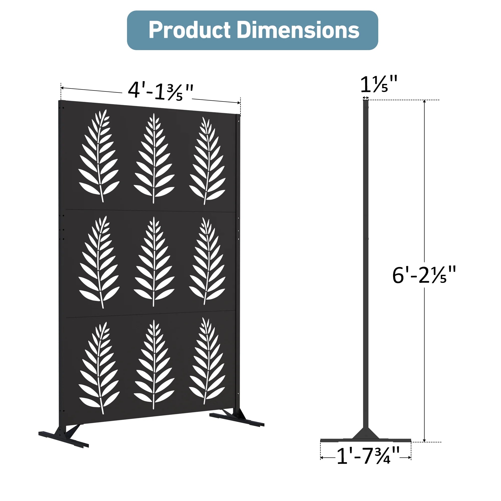 Modern Shade 4x6 FT Artistic Metal Privacy Screen - Tropic Rows