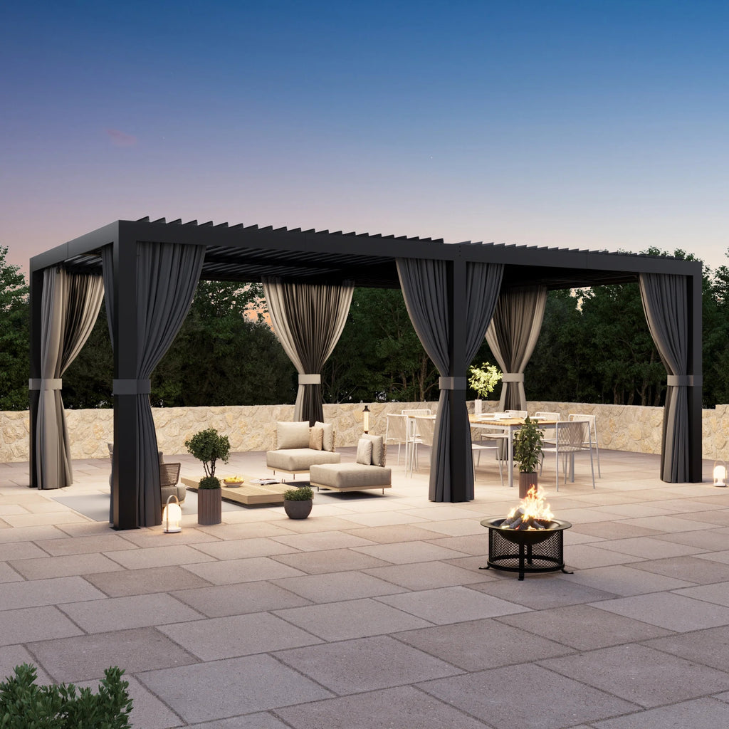 Modern Shade Aurora 10'x20' Louvered Pergola, Adjustable Waterproof Roof with Drainage, Reinforced Frame for Patio & Deck, Black