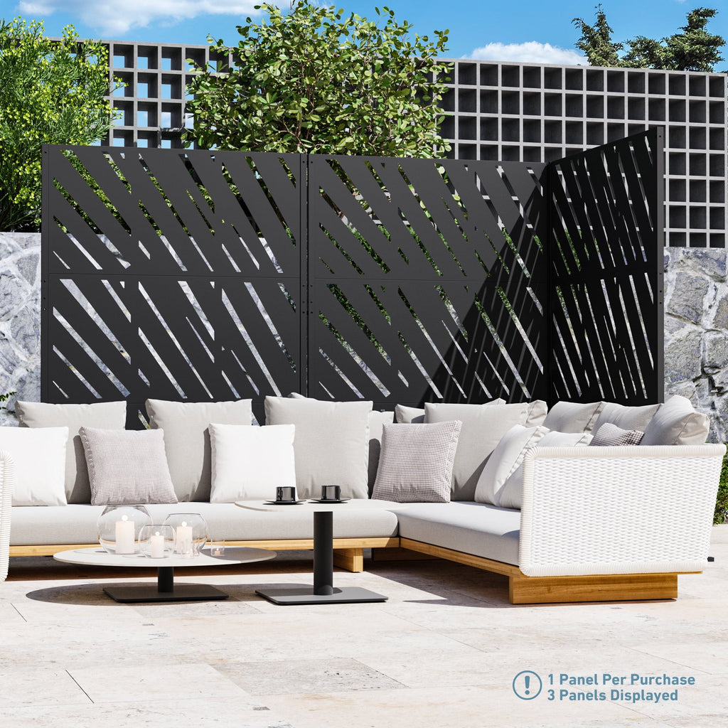 Modern Shade 4x6 FT Artistic Metal Privacy Screen - Slant Linea