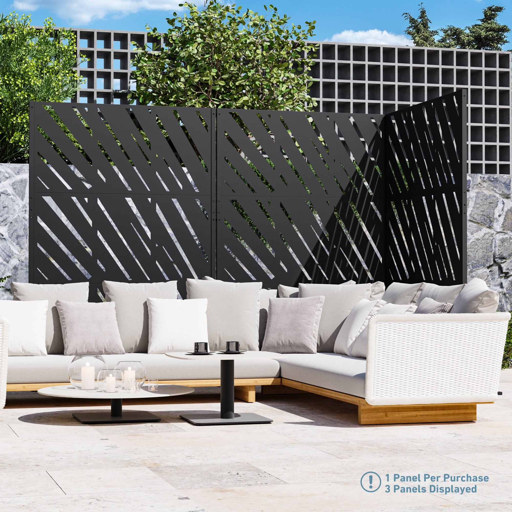 Modern Shade 4x6 FT Artistic Metal Privacy Screen - Slant Linea
