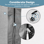 Covered Outdoor 10‘ x12’ Gazebo Replacement Mosquito Net 4 Panel Easy Install Grey