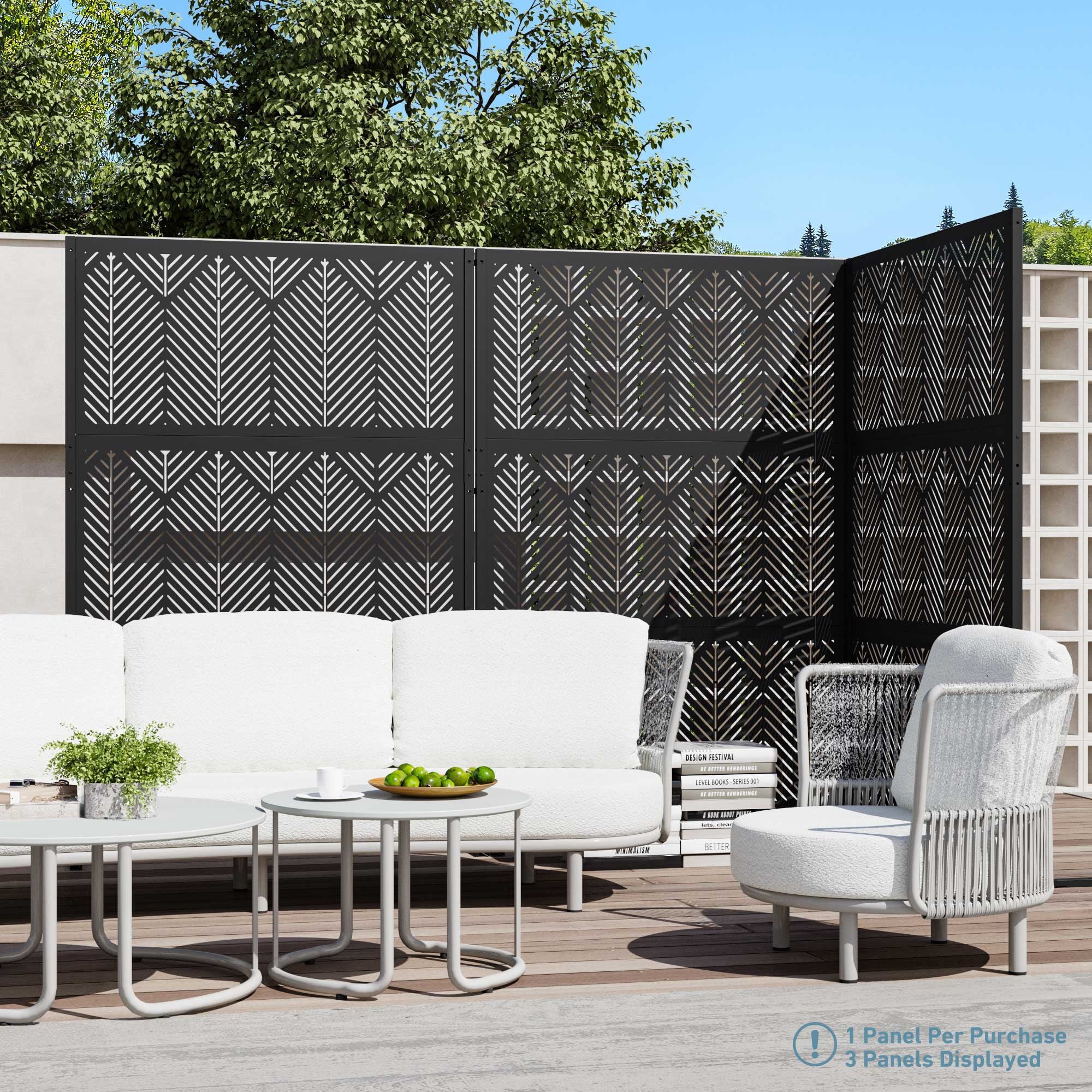 Modern Shade 4x6 FT Metal Privacy Screen - Geo Forest