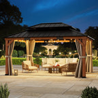 Modern Shade 12'x16' Rosewood Cedar Gazebo Double Galvanized Steel Roof for Garden Backyard