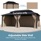 Covered Outdoor Universal 12' x24' Gazebo Curtain Replacement 6 Panel Waterproof Sidewalls Curtain Only