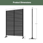 Modern Shade 72"H x 48"W Metal Privacy Screen 3-Panel Universal Ground Kit Modular Design for Patio Garden Black