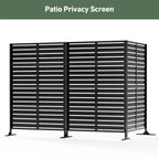 Modern Shade 72"H x 48"W Metal Privacy Screen 3-Panel Universal Ground Kit Modular Design for Patio Garden Black