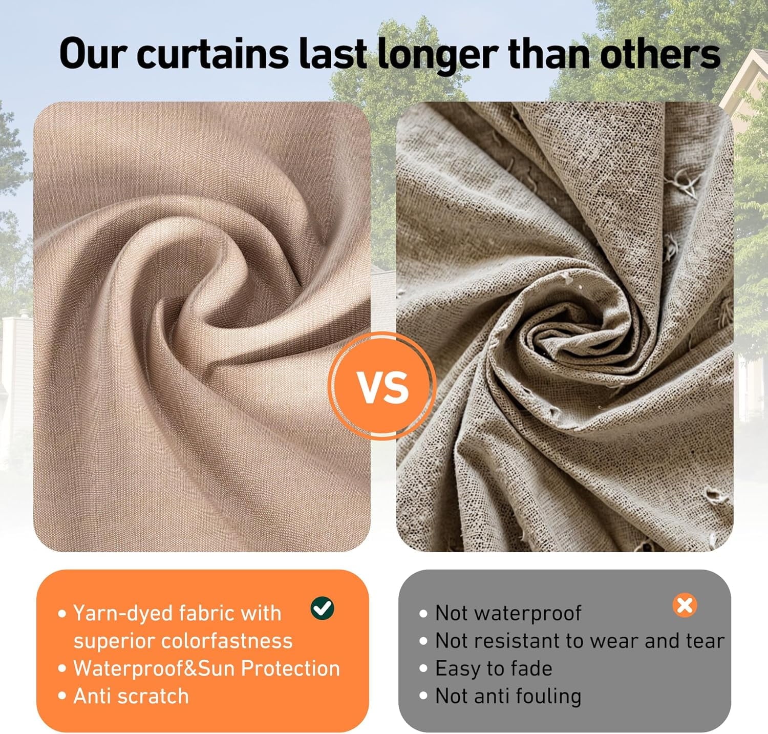 Covered Outdoor 12' x14' Universal Gazebo Curtain Replacement, 4 Panel Waterproof Privacy Sidewalls for Outdoor- Khaki Curtain Only