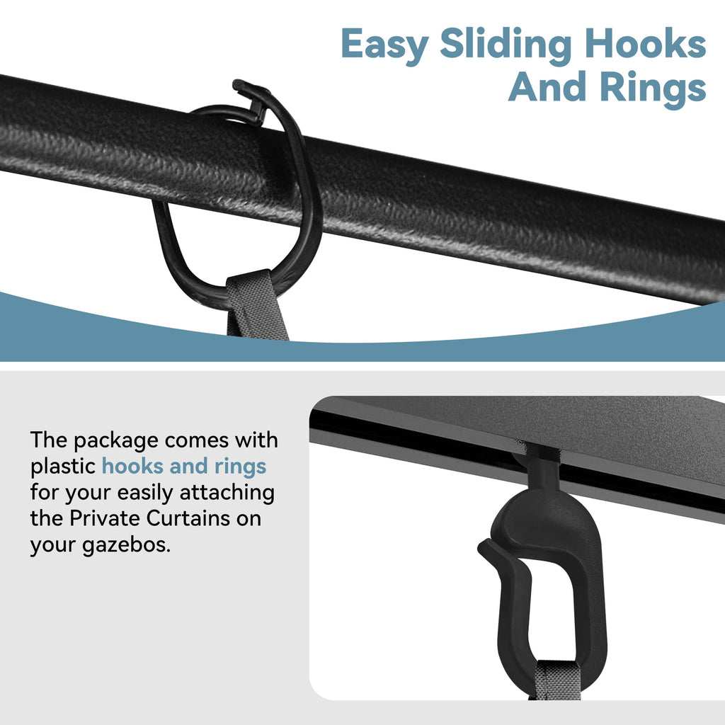 Covered Outdoor 10‘ x12’ Gazebo Replacement Mosquito Net 4 Panel Easy Install Grey