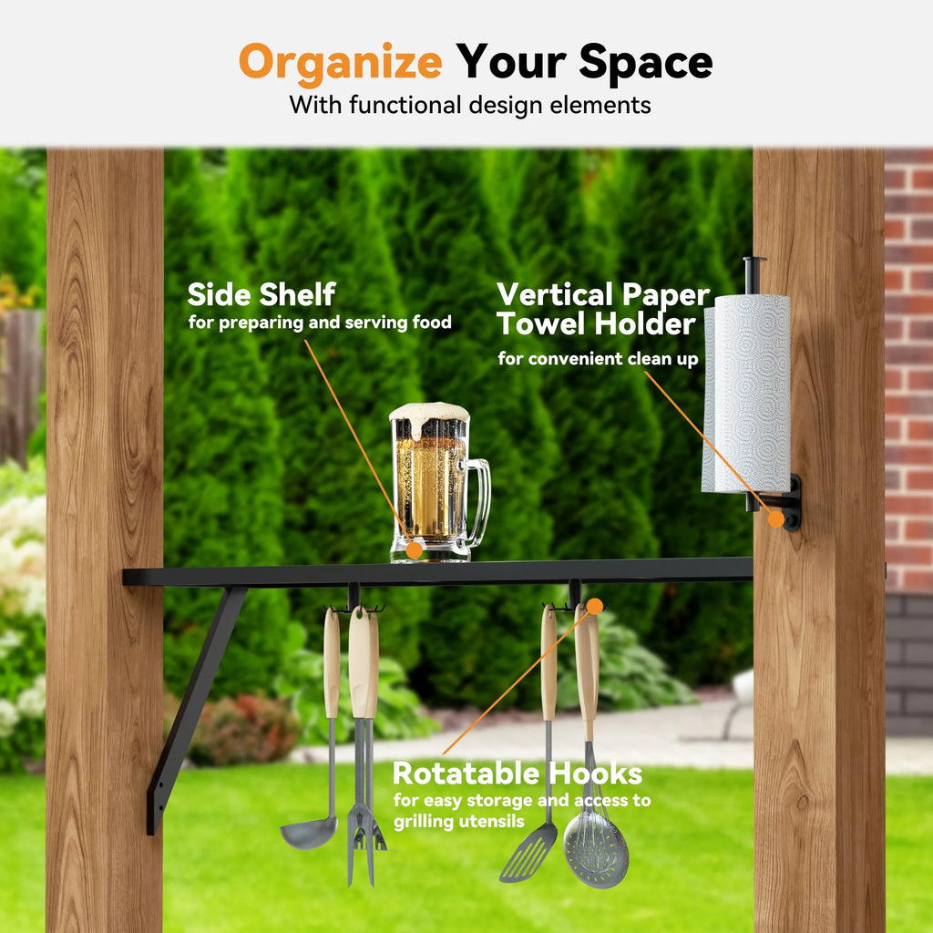 Modern Shade 6'x12' Cedar Hardtop Gazebo with Galvanized Steel Roof & FSC-Certified Frame - All-Weather Oua