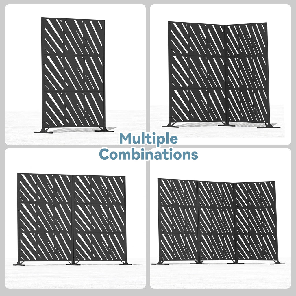 Modern Shade 4x6 FT Artistic Metal Privacy Screen - Slant Linea