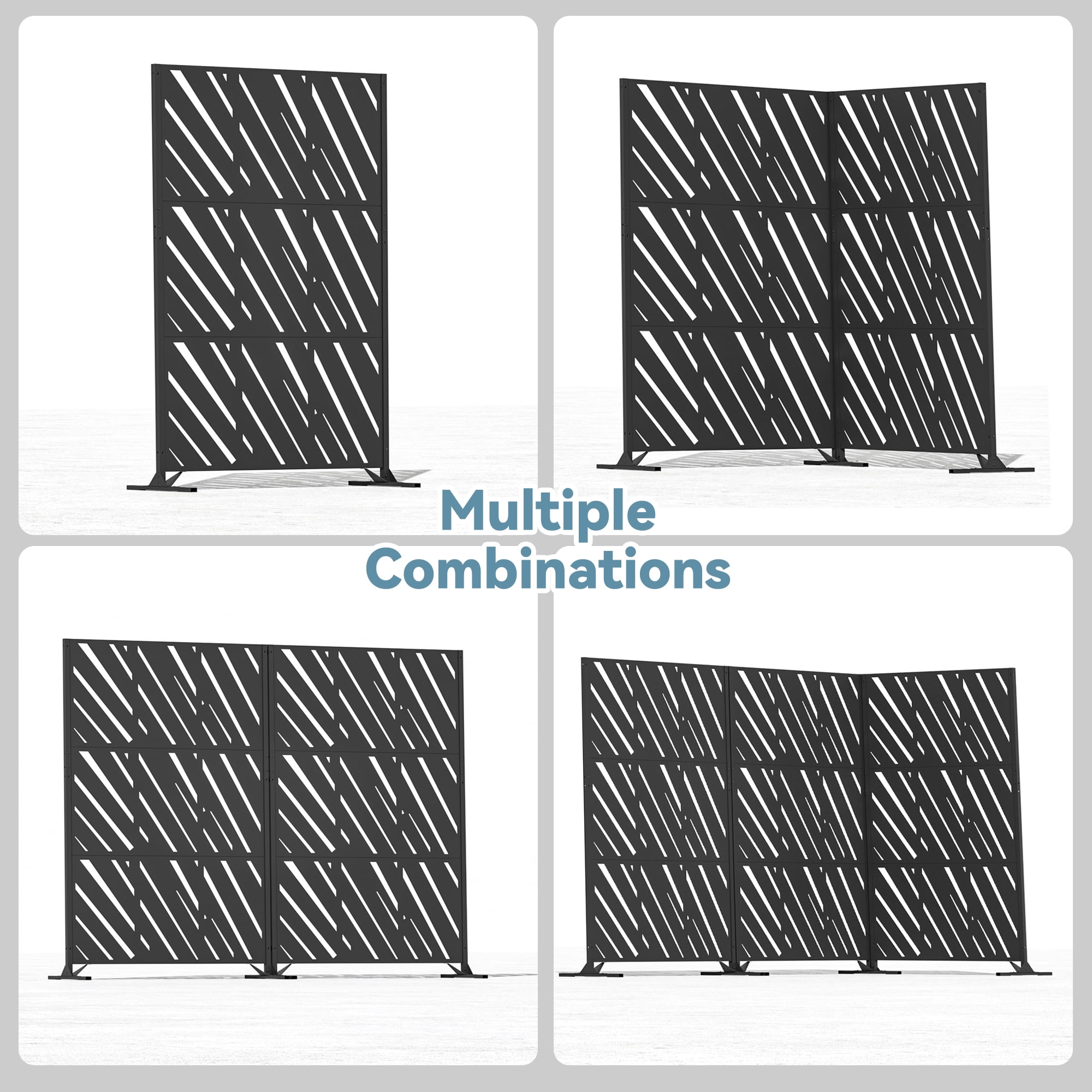 Modern Shade 4x6 FT Artistic Metal Privacy Screen - Slant Linea