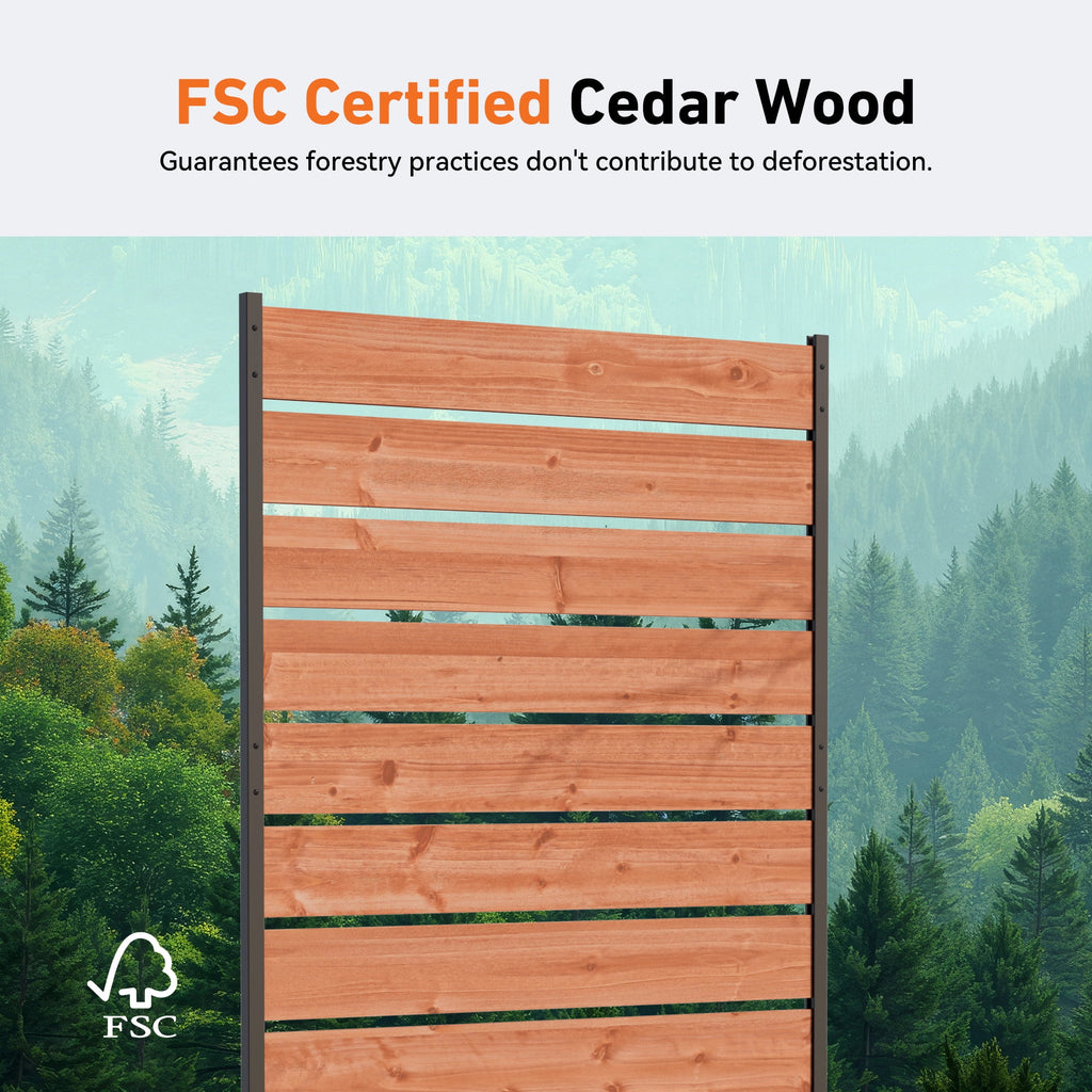 Modern Shade 5'x3' Natural Wood Privacy Fence Screen (4 Panel) - Outdoor Deck/Balcony Panel, Conceals Trash Cans/AC