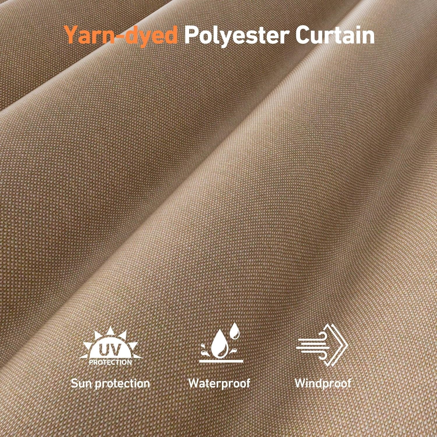 Covered Outdoor 12' x14' Universal Gazebo Curtain Replacement, 4 Panel Waterproof Privacy Sidewalls for Outdoor- Khaki Curtain Only