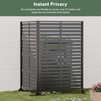 Modern Shade 72"H x 48"W Metal Privacy Screen 3-Panel Universal Ground Kit Modular Design for Patio Garden Black