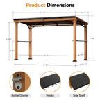 FONA Hardtop Grill Gazebo 6'x12'with Side Shelf, Outdoor Gazebo with Bottle Opener & Hooks, Grill Canopy with Sturdy Rustproof Design for Backyard, Garden, Patio,Wood-Looking