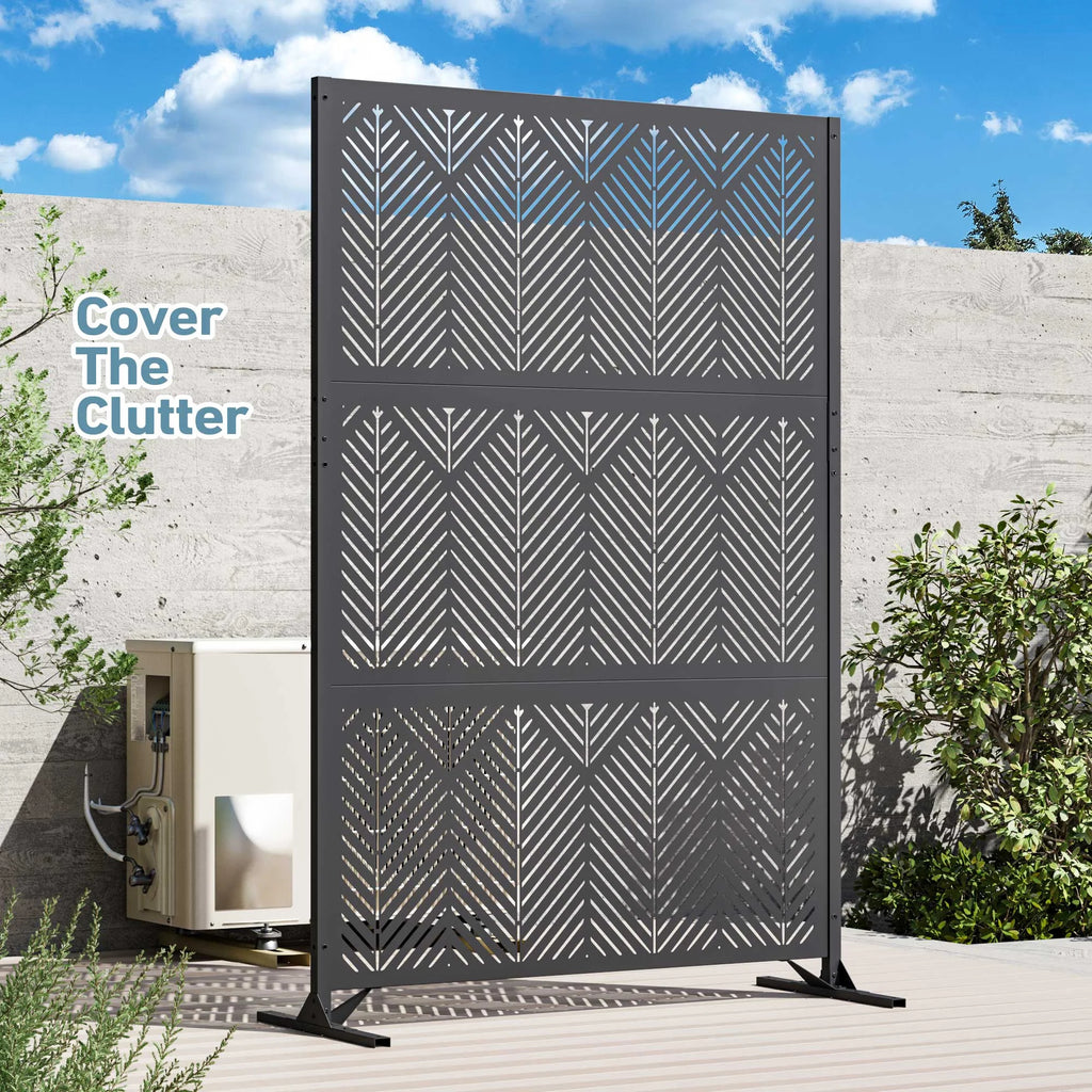 Modern Shade 4x6 FT Metal Privacy Screen - Geo Forest