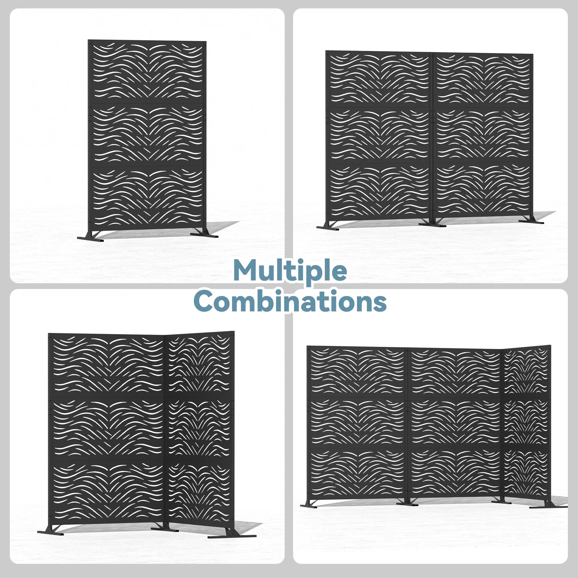 Modern Shade 4x6 FT Metal Privacy Screen, Freestanding Outdoor Decorative Panel, (Ripple Flow)