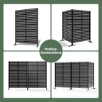 Modern Shade 72"H x 48"W Metal Privacy Screen 3-Panel Universal Ground Kit Modular Design for Patio Garden Black