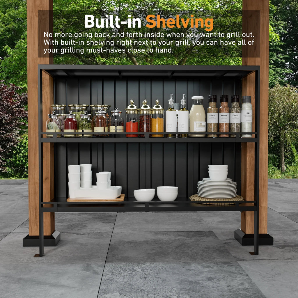 Modern Shade 6'x12' Cedar Hardtop Gazebo with Galvanized Steel Roof & FSC-Certified Frame - All-Weather Oua