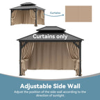 Covered Outdoor Universal 11' x13' Gazebo Curtain Replacement 4 Panel Zippered Sidewalls Grey